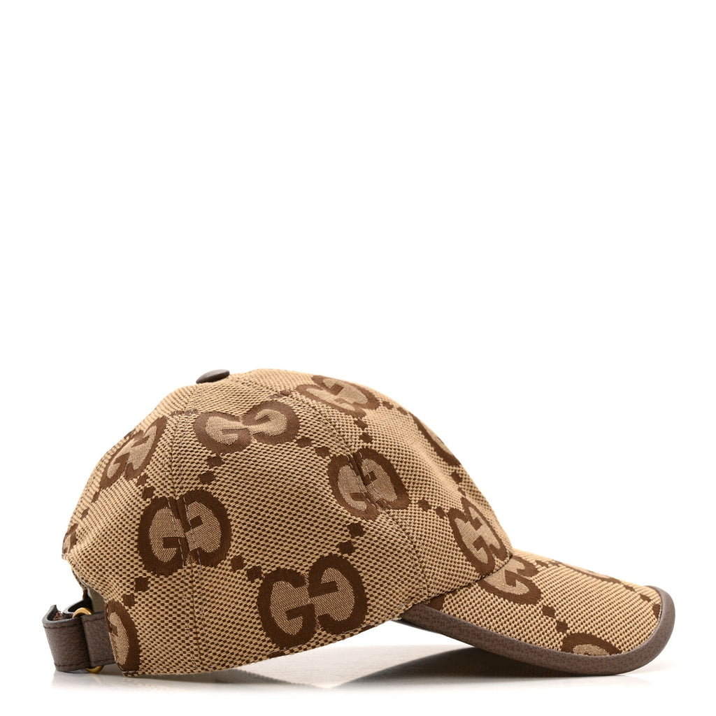 Gucci Monogram Jumbo GG Baseball Hat XS Camel Ebony