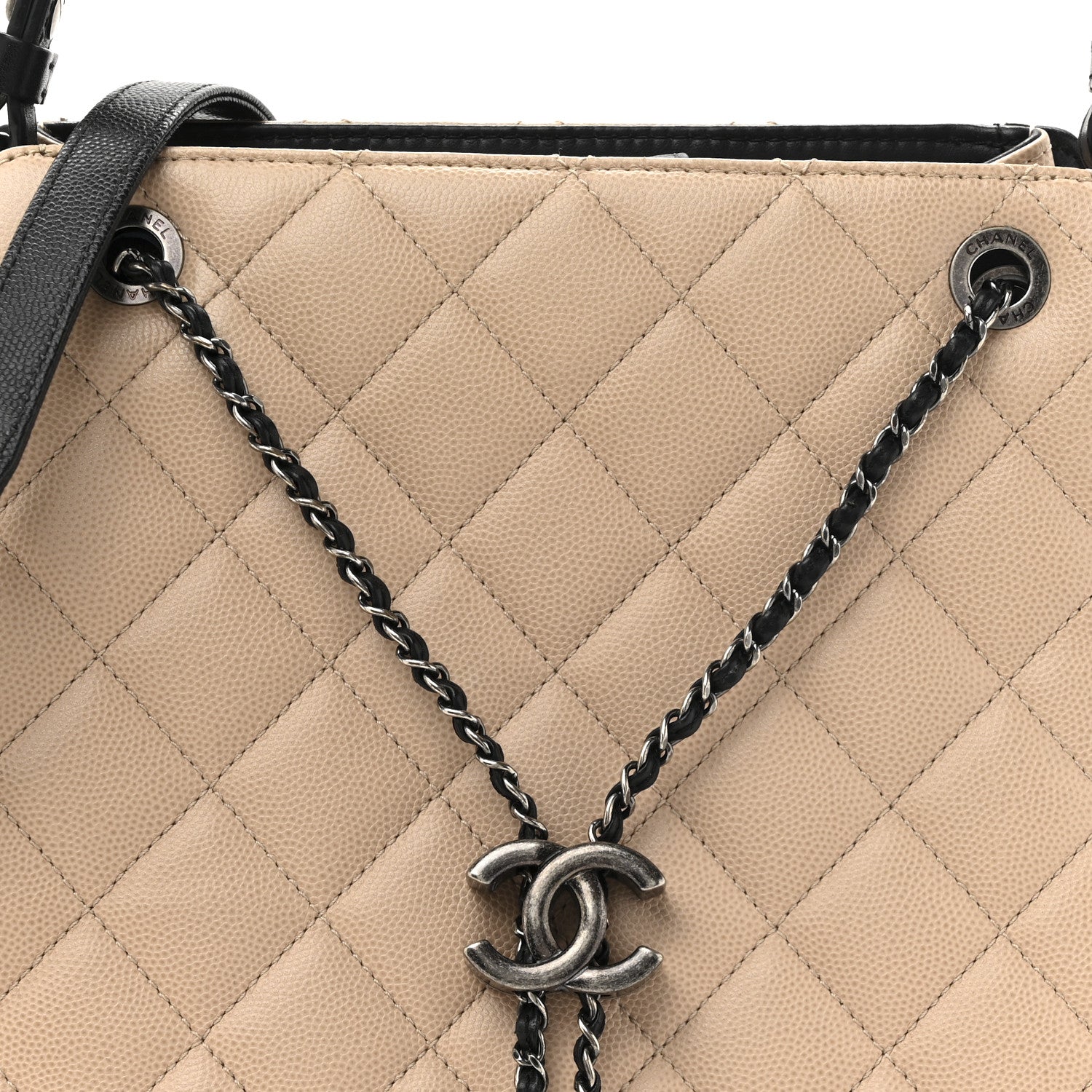Chanel Caviar Quilted Medium CC Bucket Bag Beige