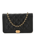 Chanel Caviar Quilted Boy Wallet On Chain WOC Black