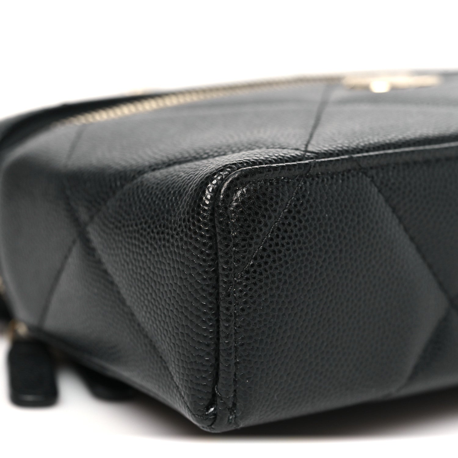 Chanel Caviar Quilted Top Handle Slim Vanity With Chain Black