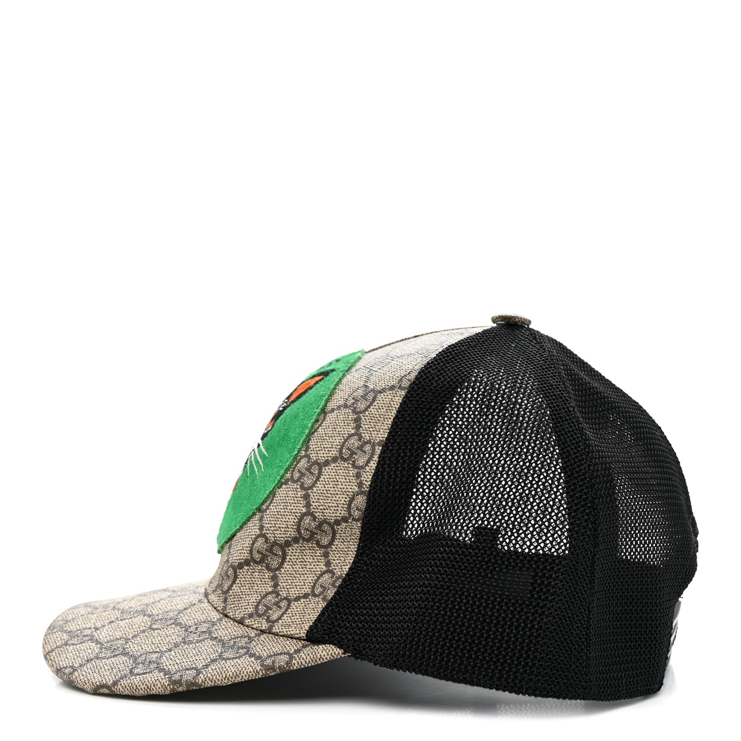 Gucci GG Supreme Monogram Bosco Patch Baseball Hat 57 Beige Green