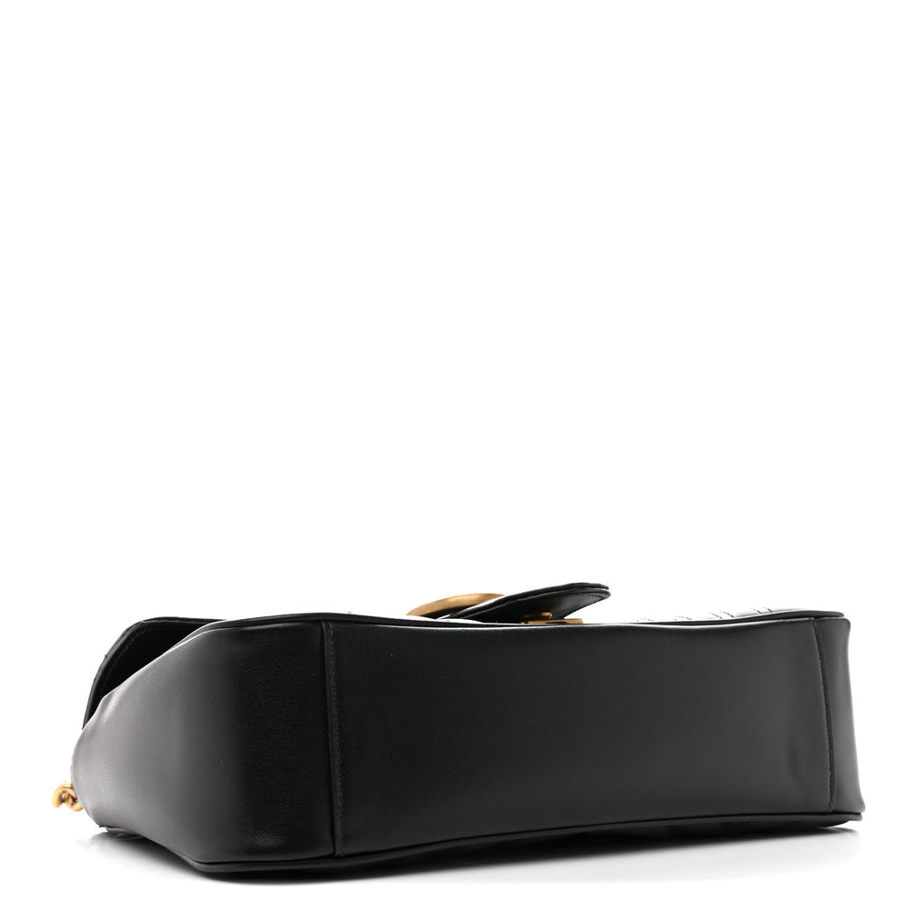 Gucci Calfskin Matelasse Small GG Marmont Shoulder Bag Black