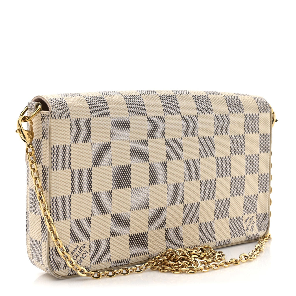 Louis Vuitton Damier Azur Pochette Felicie Chain Wallet Rose Ballerine
