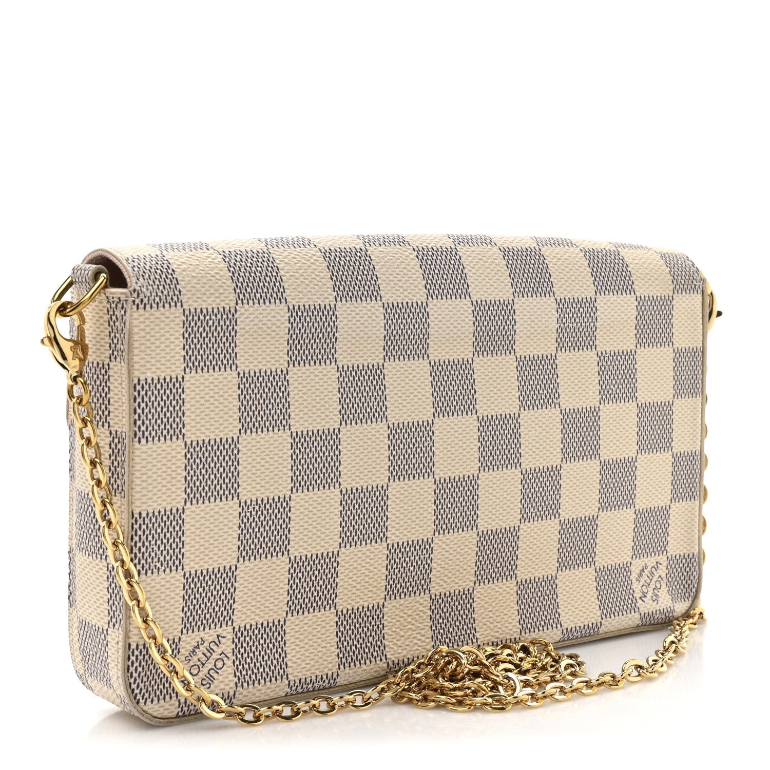 Louis Vuitton Damier Azur Pochette Felicie Chain Wallet Rose Ballerine