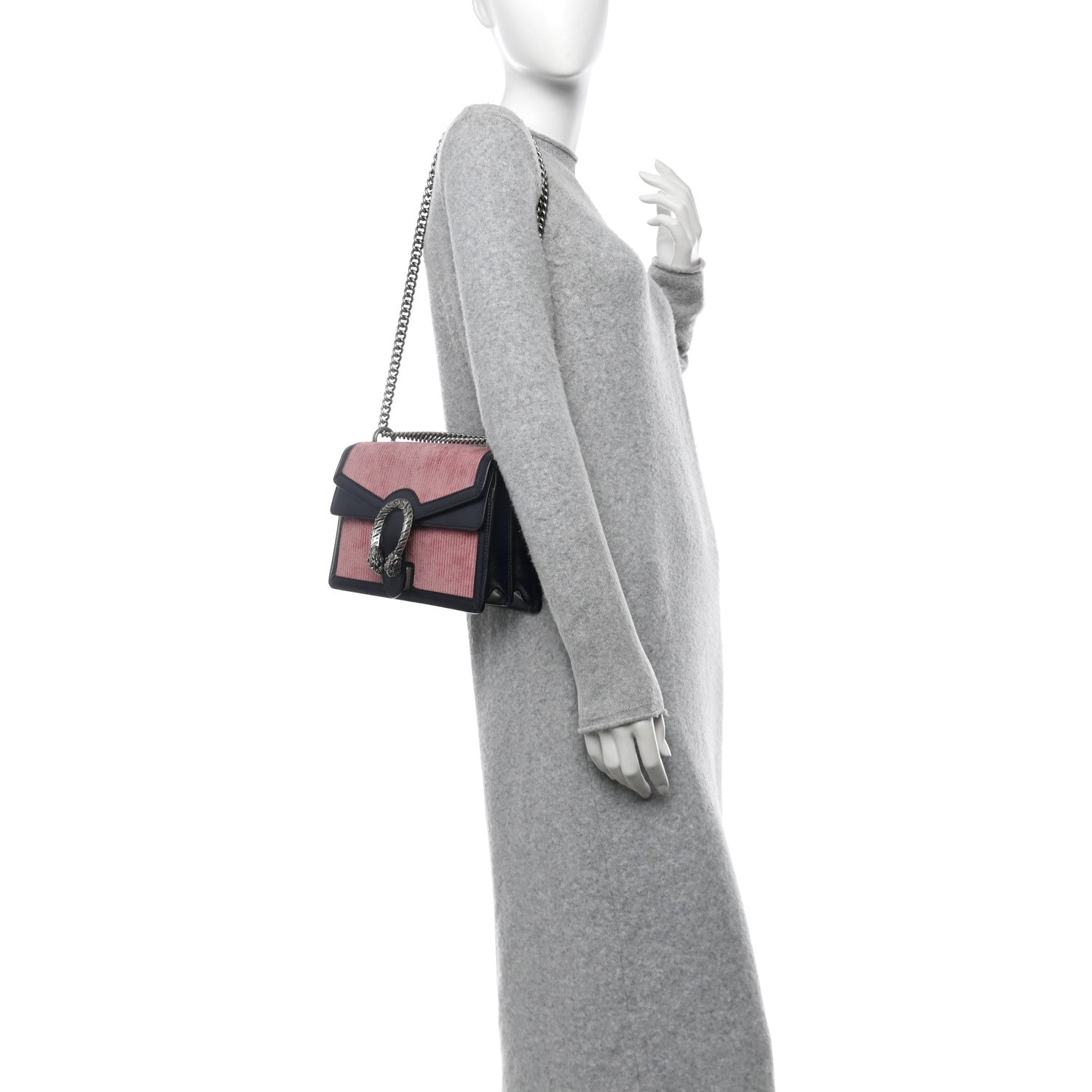 Gucci Lanzo Stretch Cord Azalea Calfskin Small Dionysus Shoulder Bag Pink Blue
