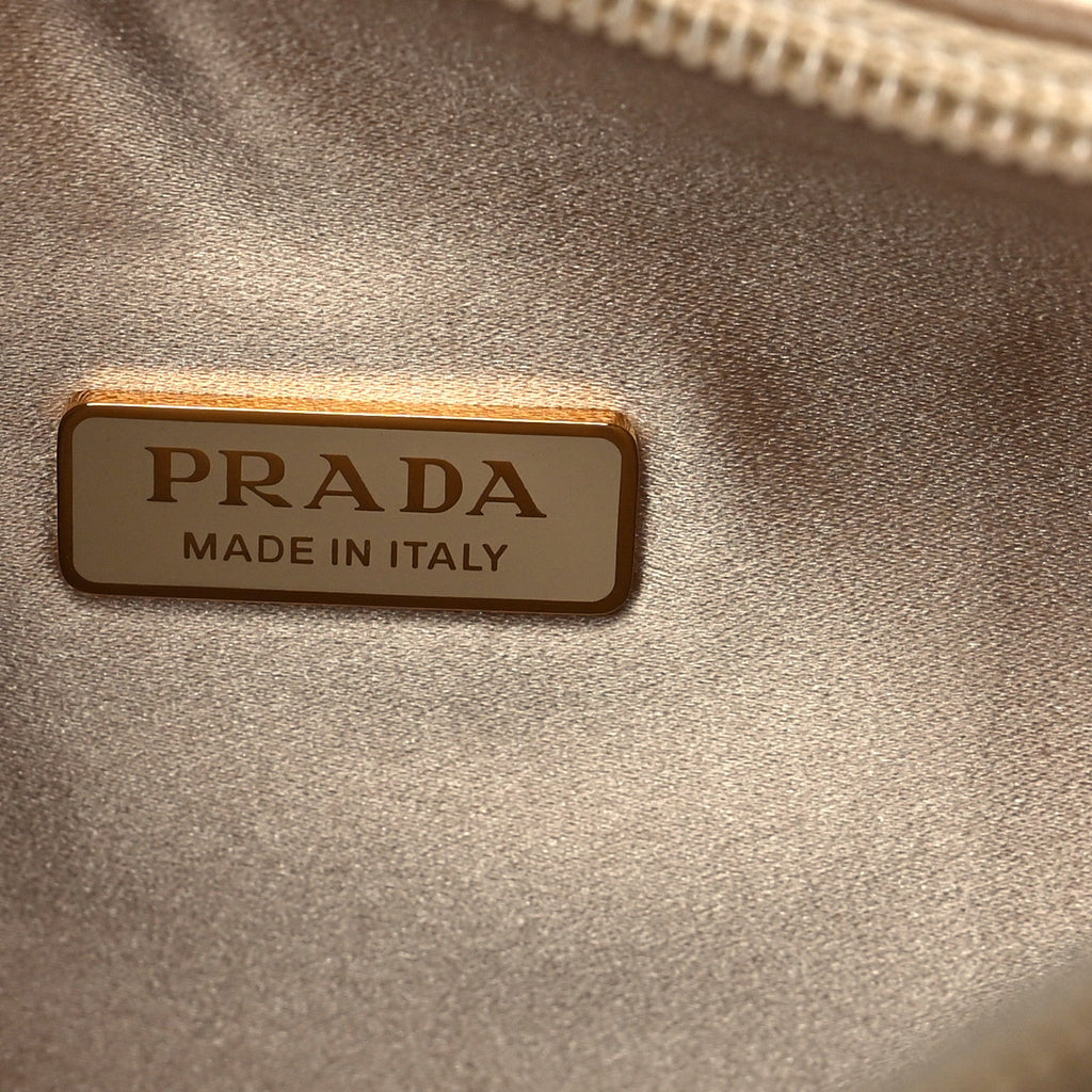 Prada Satin Crystal Mini Re-Edition 2000 Bag Platino