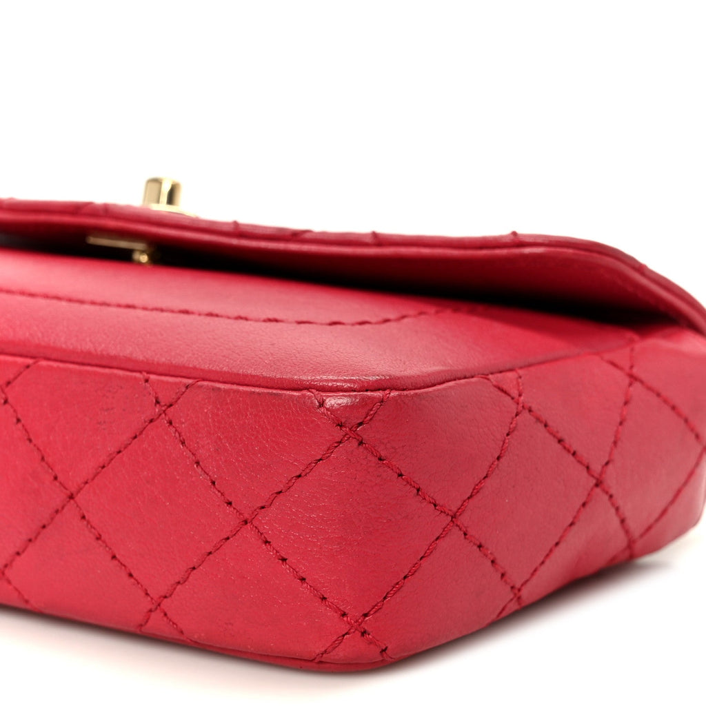 Chanel Goatskin Quilted Coco Curve Flap Messenger Flap Red