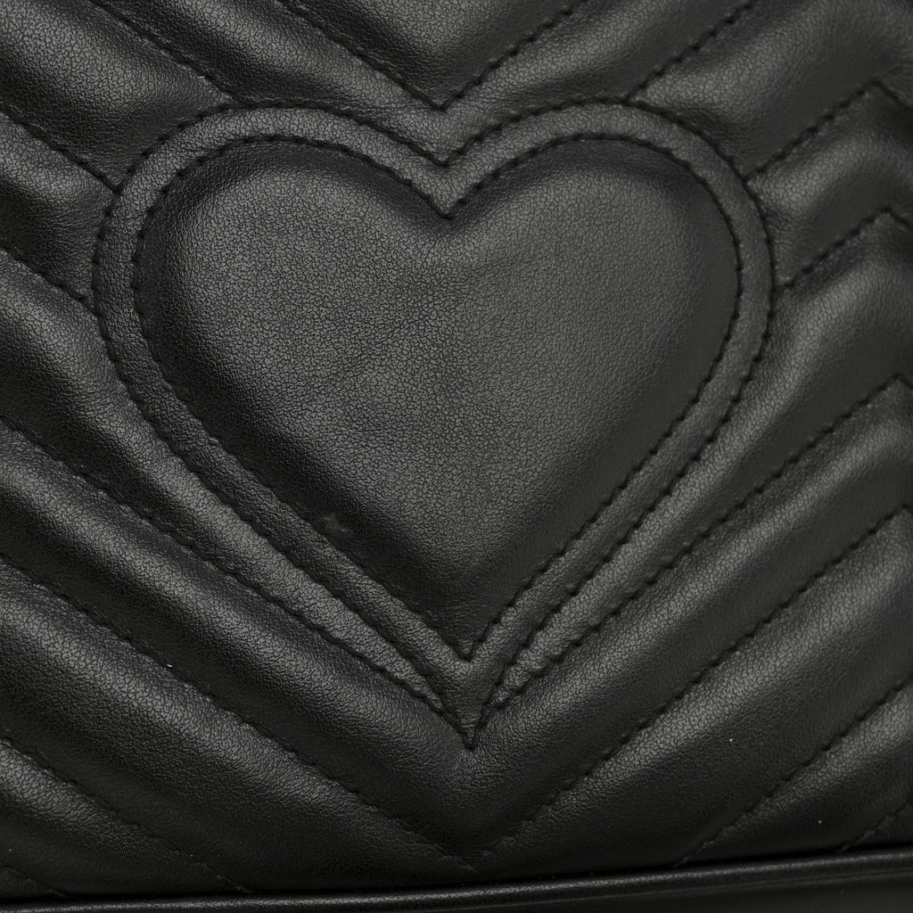 Gucci Calfskin Matelasse Small GG Marmont Shoulder Bag Black