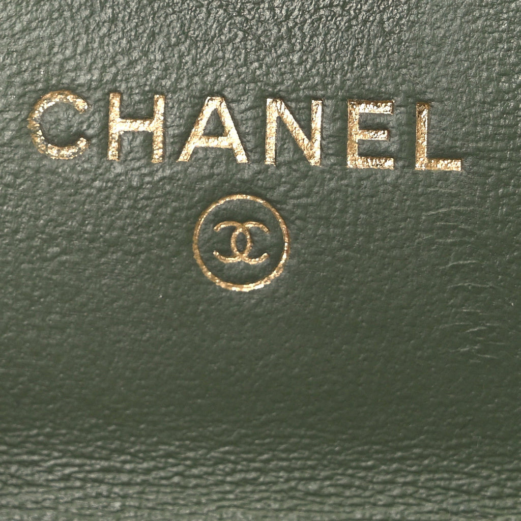 Chanel Lambskin Quilted Trendy CC Card Holder On Chain Green