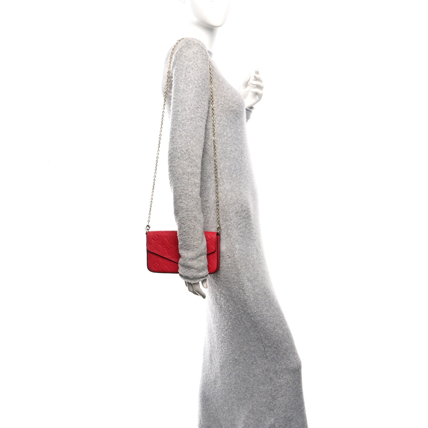Louis Vuitton Empreinte Pochette Felicie Chain Wallet Scarlet