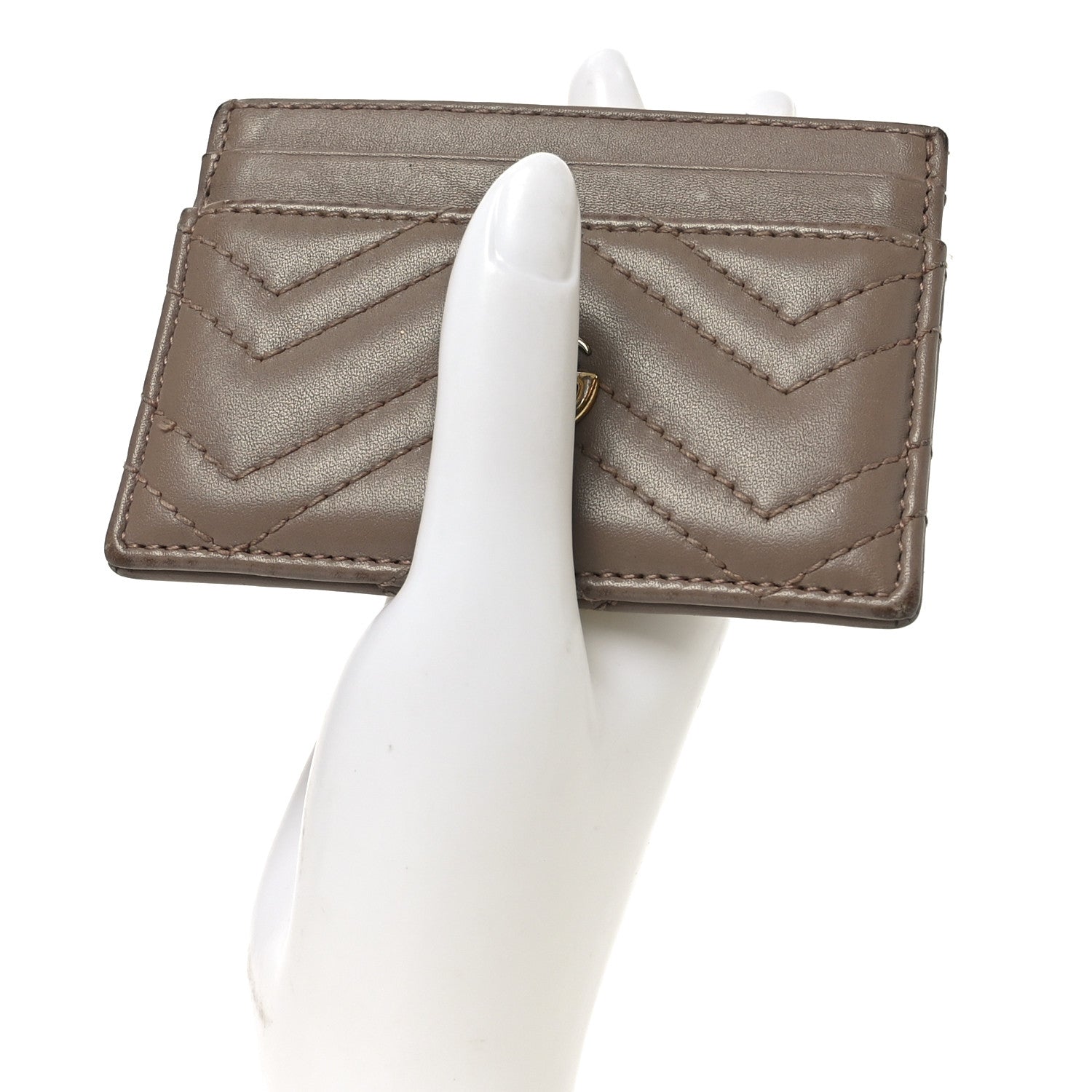 Gucci Calfskin Matelasse GG Marmont Card Holder Porcelain Rose