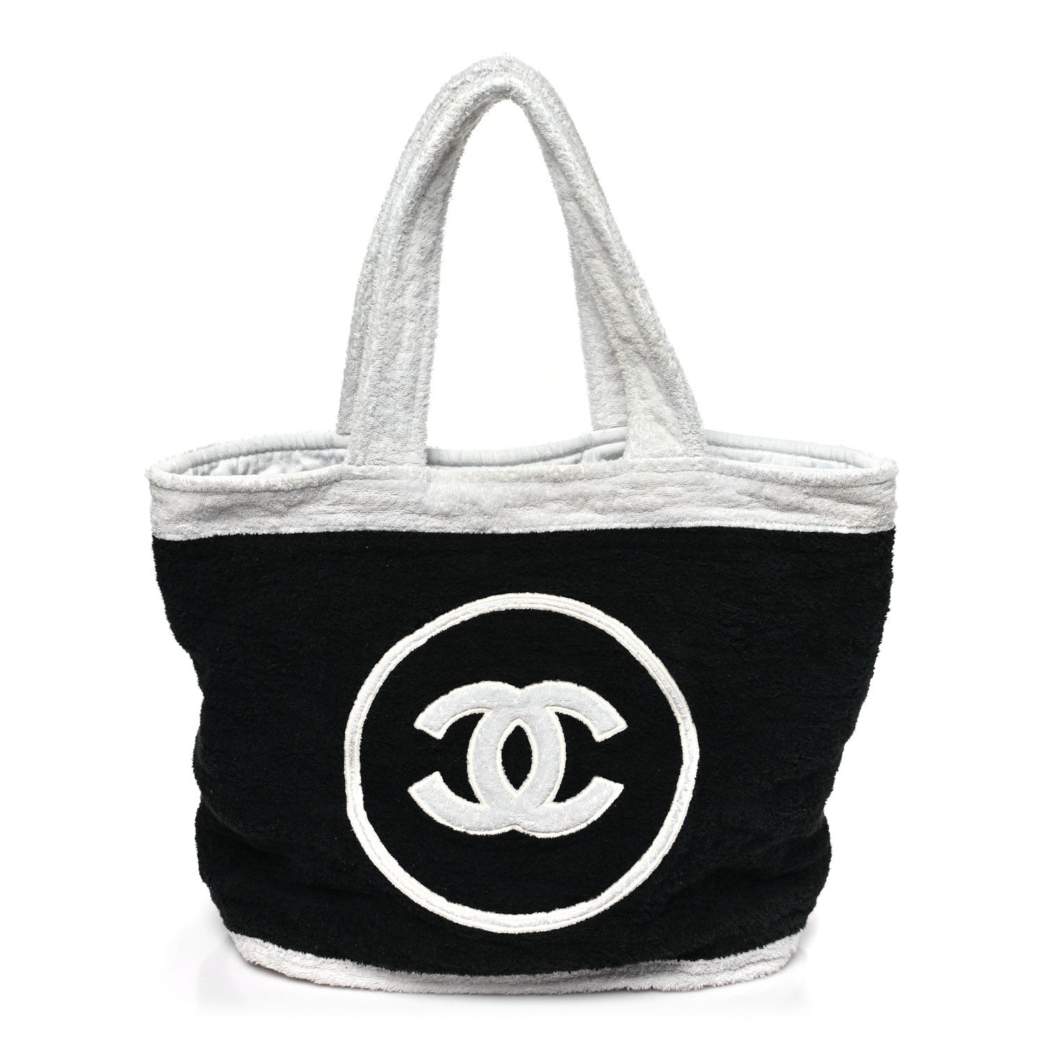 Chanel Terry Cotton CC Beach Tote Towel Set Black White