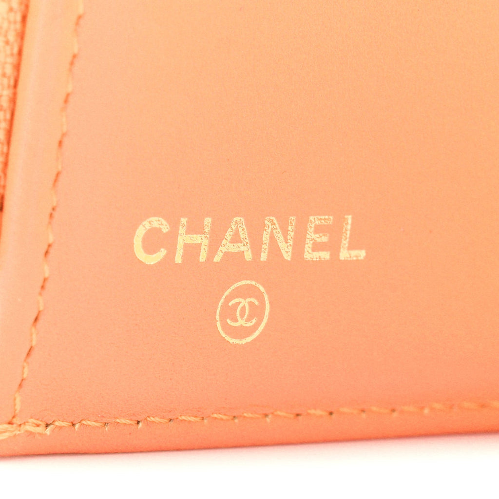 Goatskin Quilted Small Chanel 19 Flap Wallet Orange