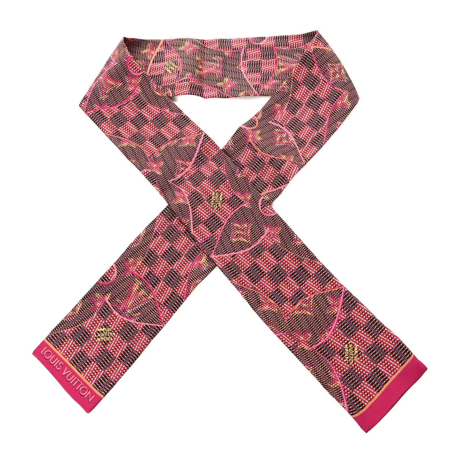 Louis Vuitton Silk Monogram Damier Pop Print Bandeau Pink