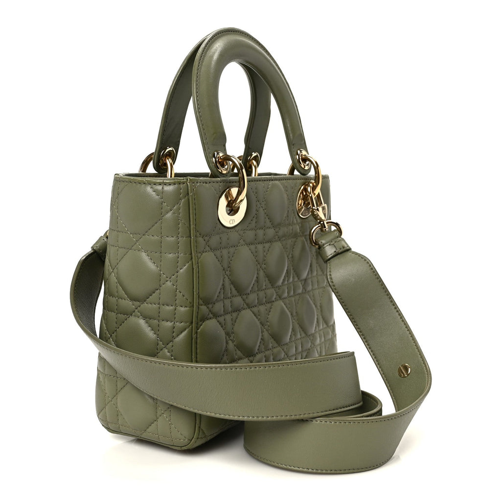 Christian Dior Lambskin Cannage Small My ABCDior Lady Dior Peyote Green