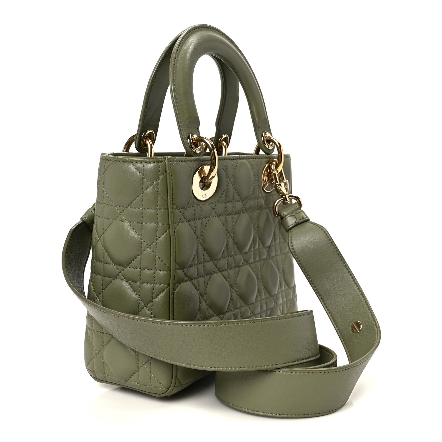 Christian Dior Lambskin Cannage Small My ABCDior Lady Dior Peyote Green