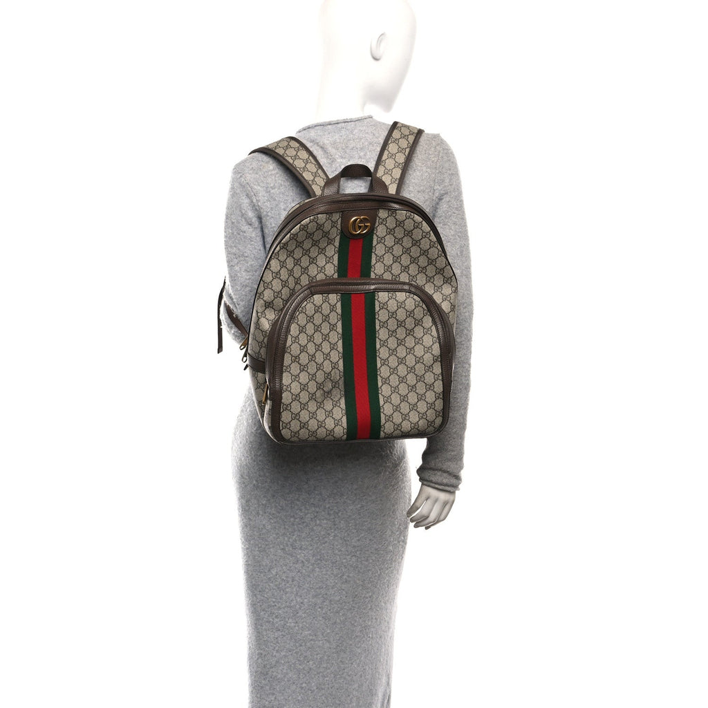 Gucci GG Supreme Monogram Medium Ophidia Day Backpack Beige Ebony New Acero