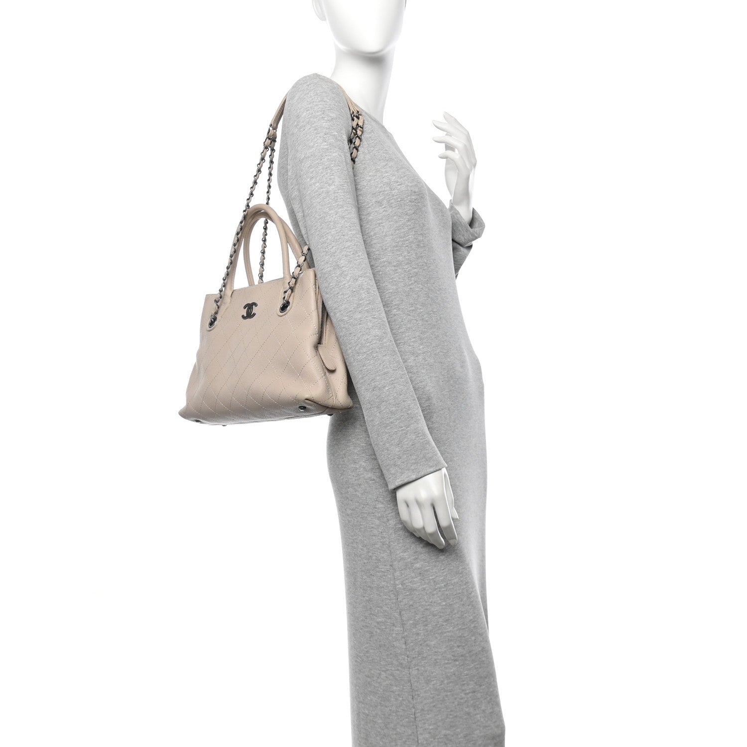 Chanel Grained Vegetal Calfskin Small Urban Shopping Tote Beige