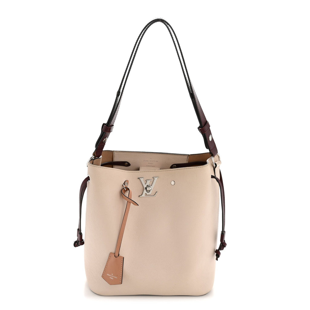 Louis Vuitton Calfskin Lockme Bucket Soie Quartz Calla