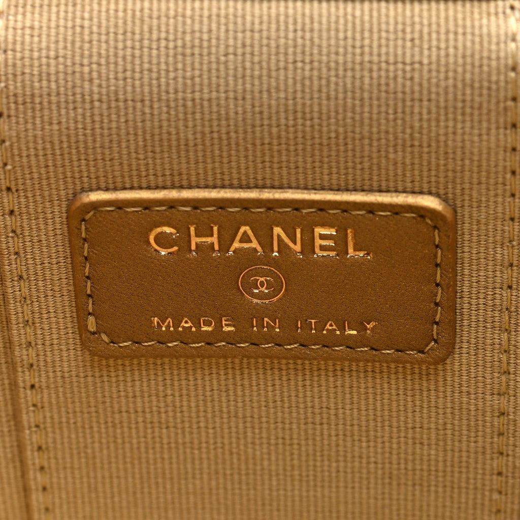 Chanel Lambskin Quilted Pearl Crush Mini Vanity Case With Chain Beige