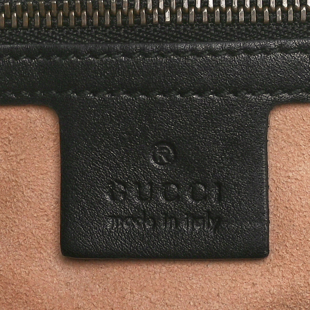 Gucci Calfskin Matelasse Maxi GG Marmont Top Handle Shoulder Bag Black