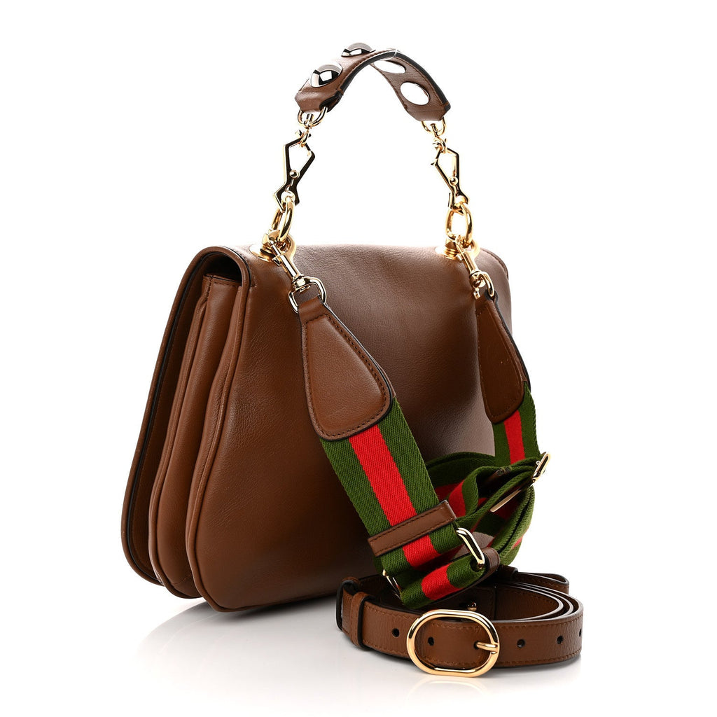 Gucci Roxy Calfskin Web Medium Blondie Shoulder Flap Bag Cuir