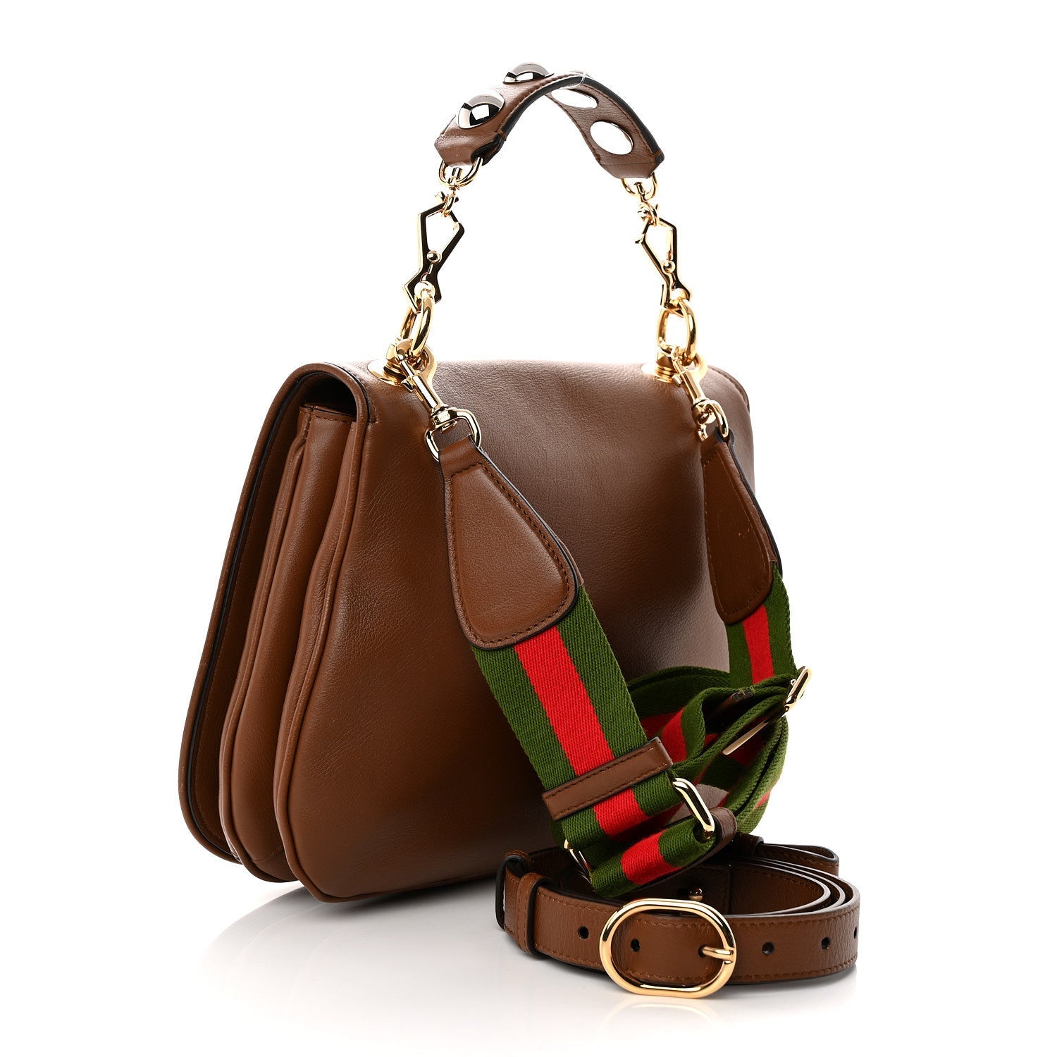 Gucci Roxy Calfskin Web Medium Blondie Shoulder Flap Bag Cuir
