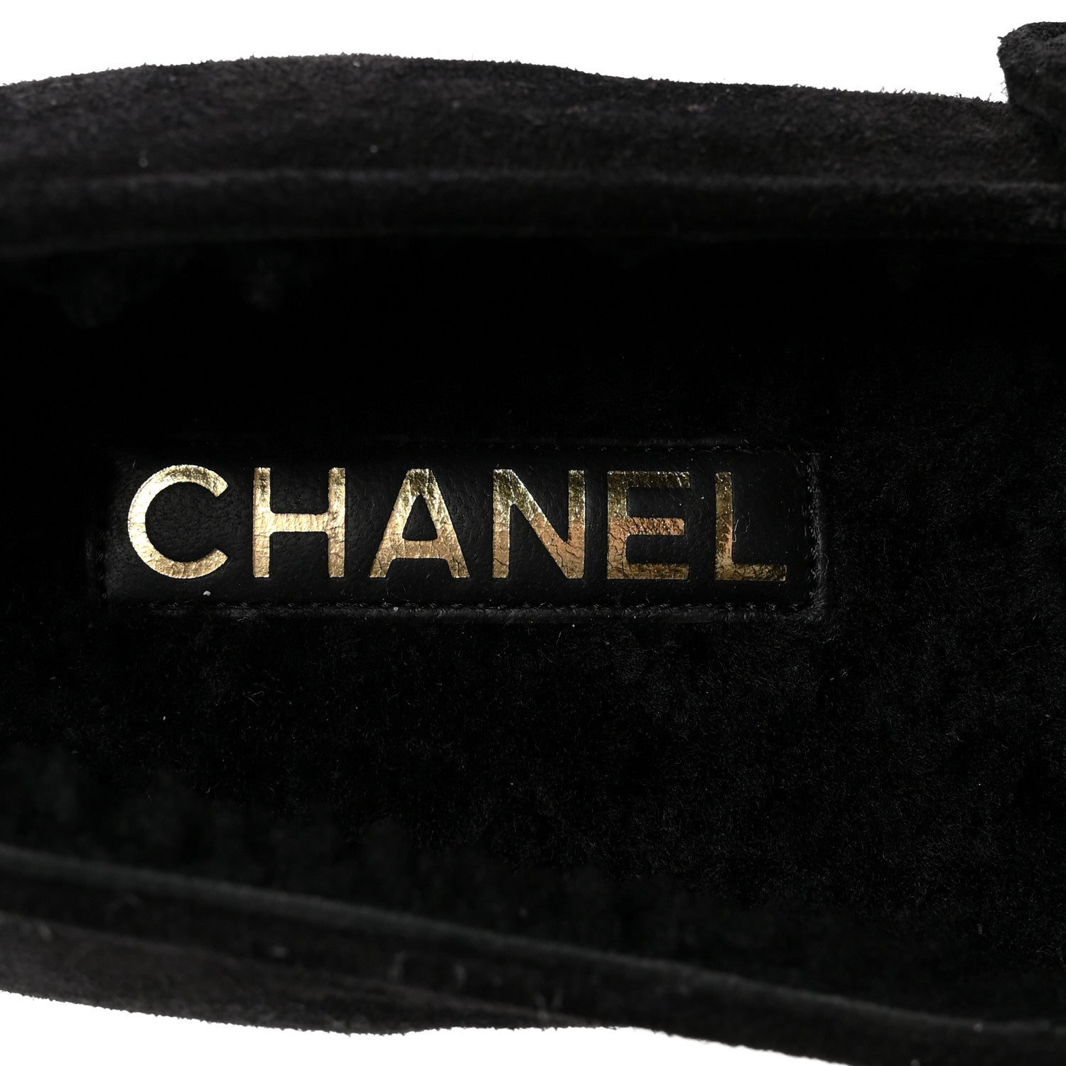 Chanel Suede Cap Toe CC Mary Jane Flats 37 Black