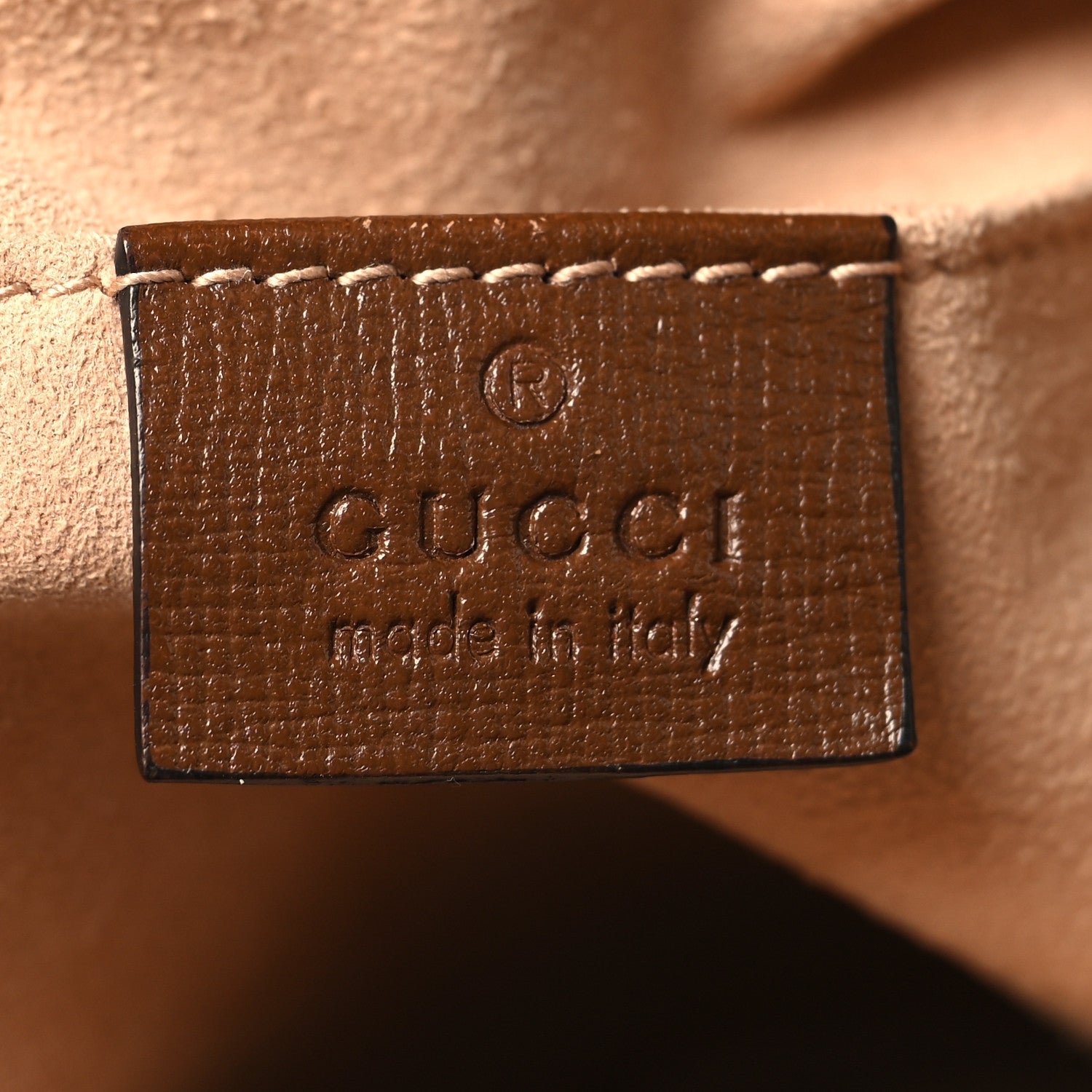 Gucci Monogram Textured Calfskin Horsebit 1955 Drawstring Bucket Bag Beige Brown Sugar