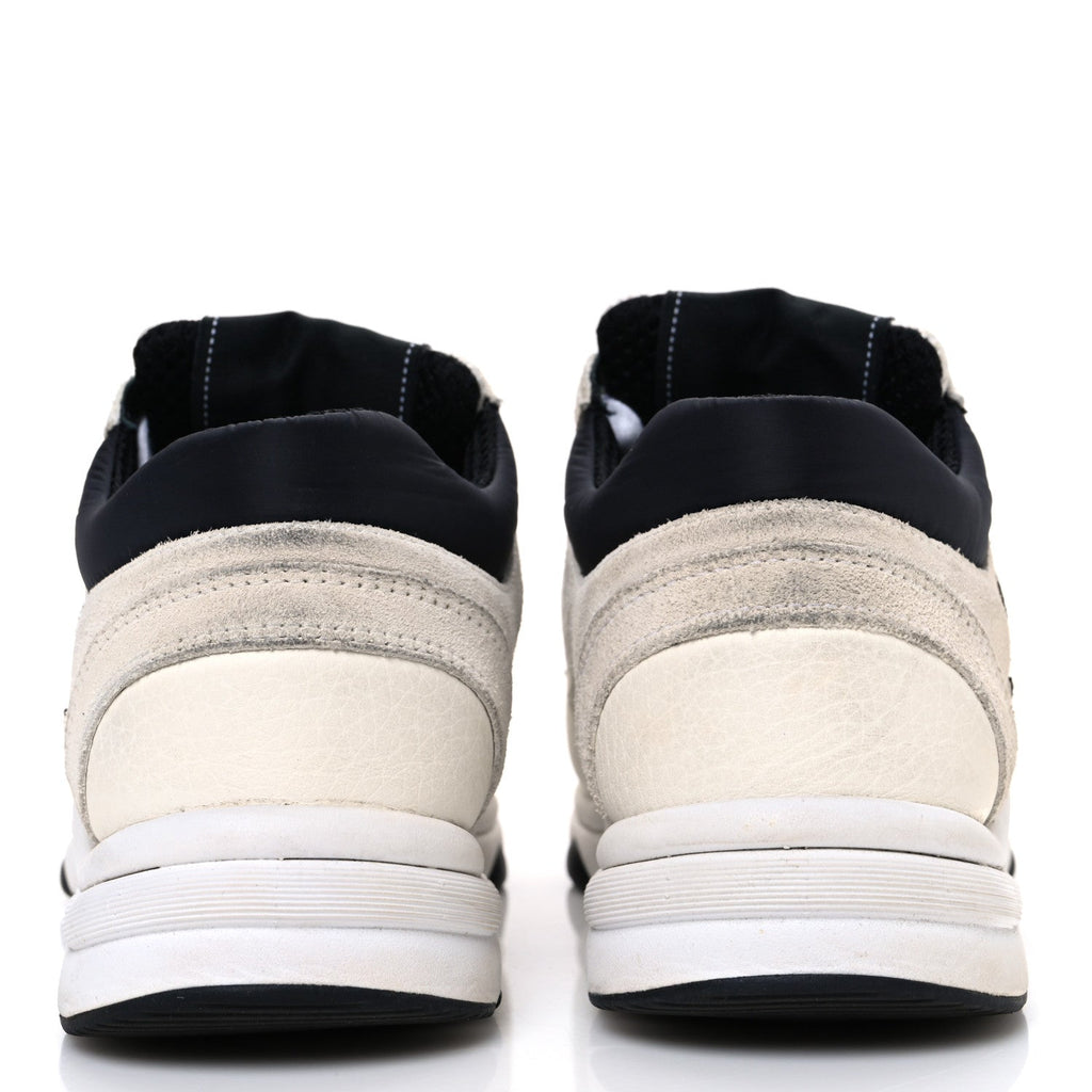 Mesh Suede Calfskin Grained Calfskin Womens CC Sneakers 36 White Black