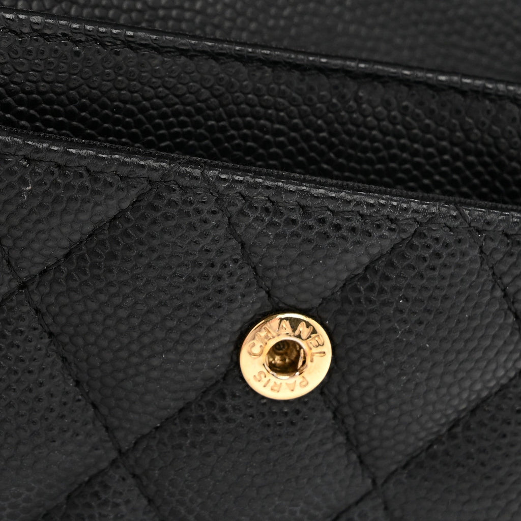 Caviar Quilted Boy Flap Card Holder Black