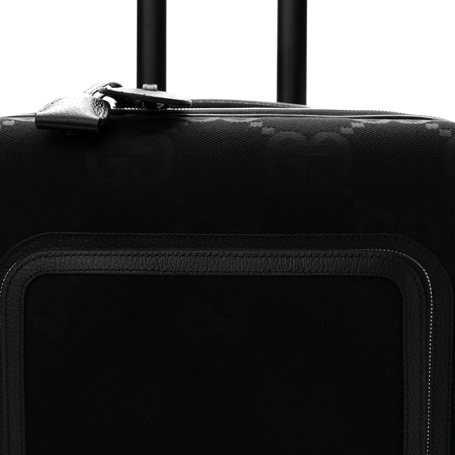Gucci Monogram Jumbo GG Canvas Textured Calfskin Small Carry On Trolley Black
