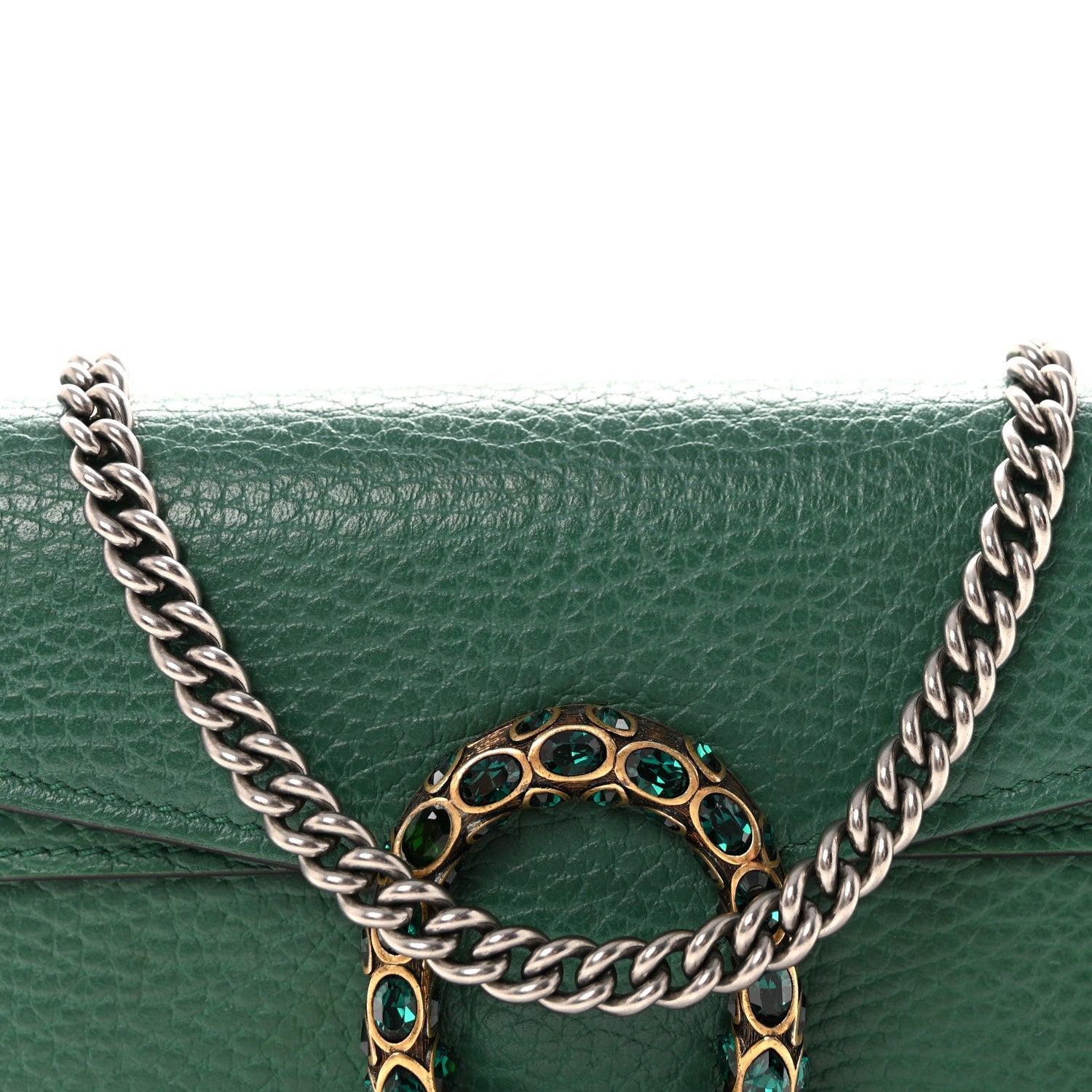 Gucci Dollar Calfskin Crystal Super Mini Dionysus Shoulder Bag Emerald