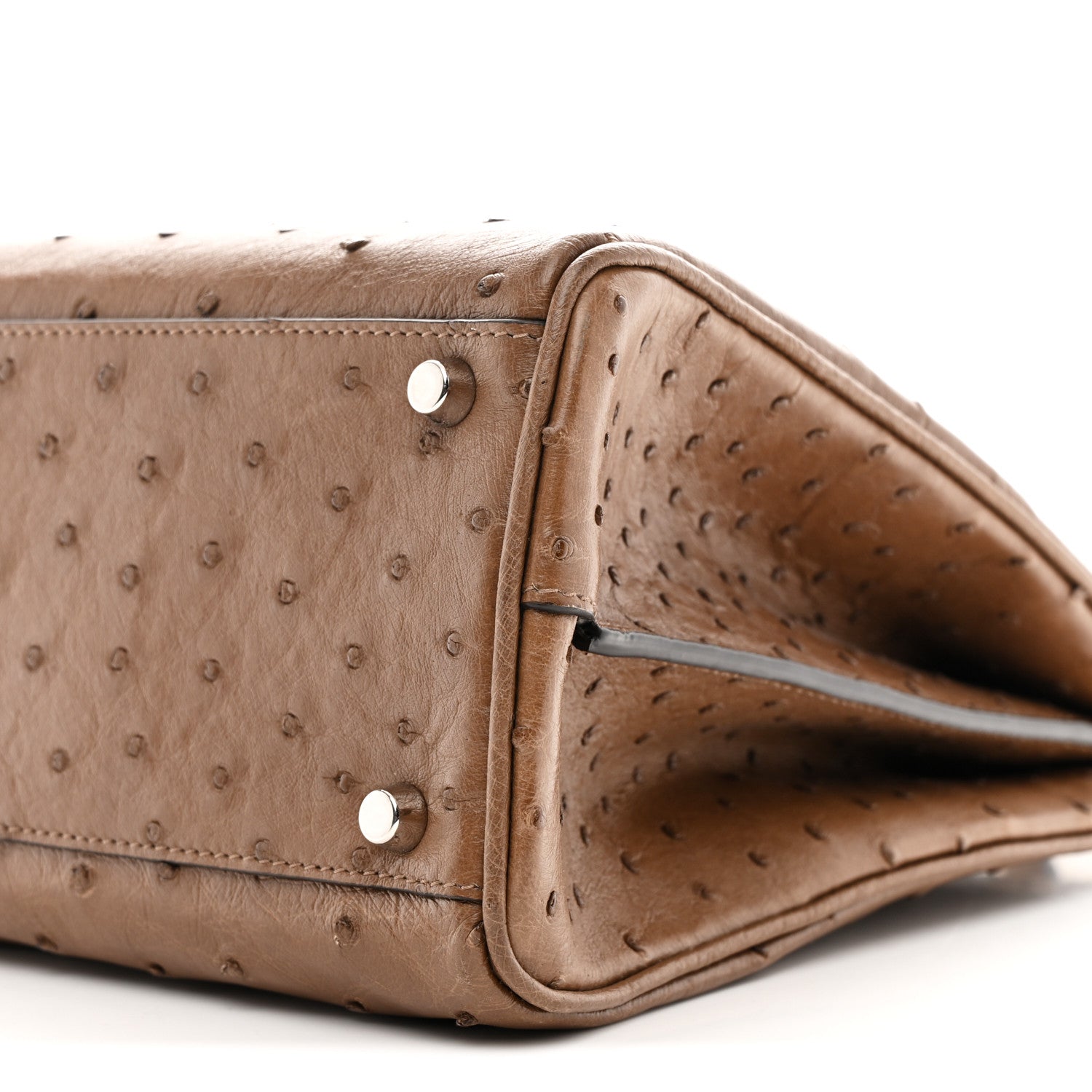 Gucci Ostrich Medium Zumi Top Handle Bag Brown