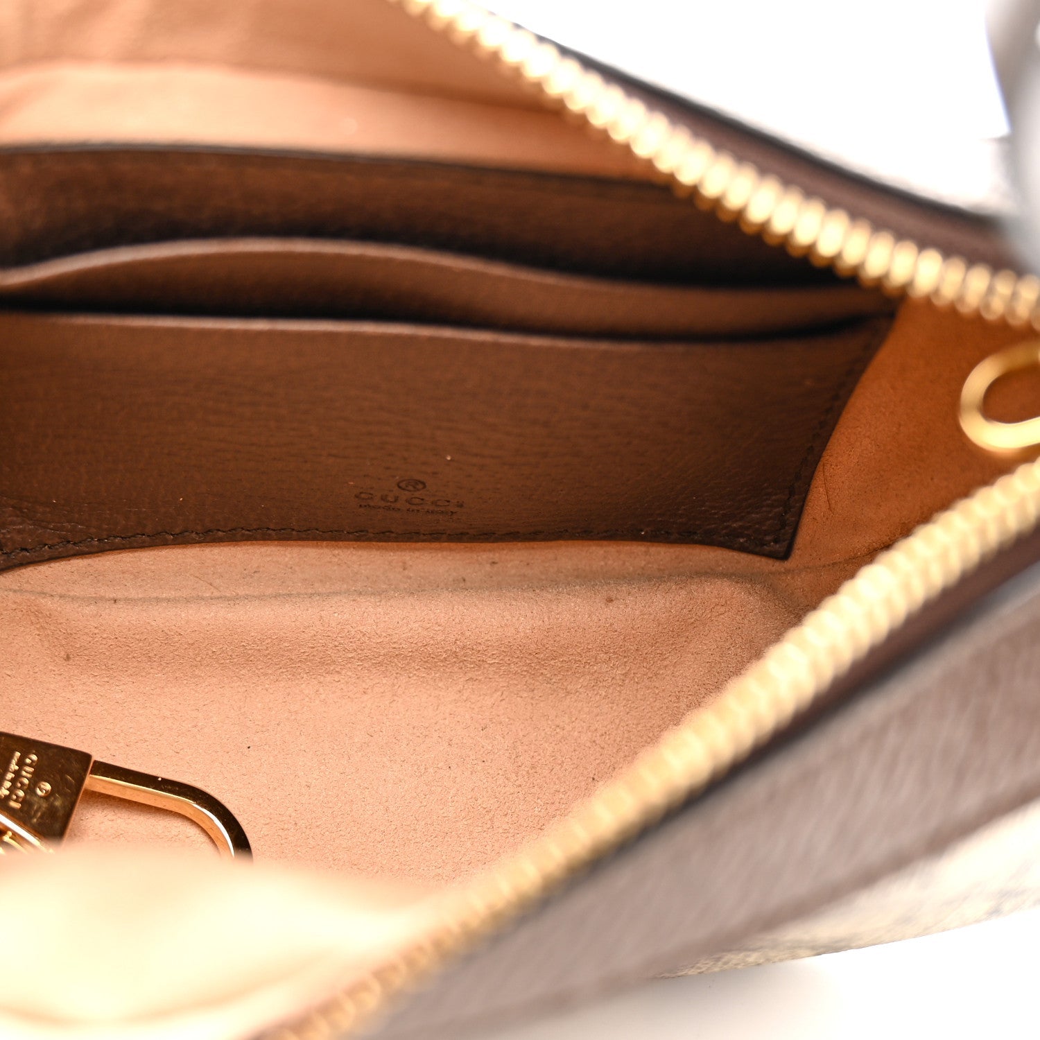 Gucci GG Supreme Monogram Textured Calfskin Web Mini Ophidia Half Moon Hobo Beige Ebony New Acero