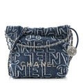 Chanel Washed Denim Logo Embroidered Mini Chanel 22 Blue