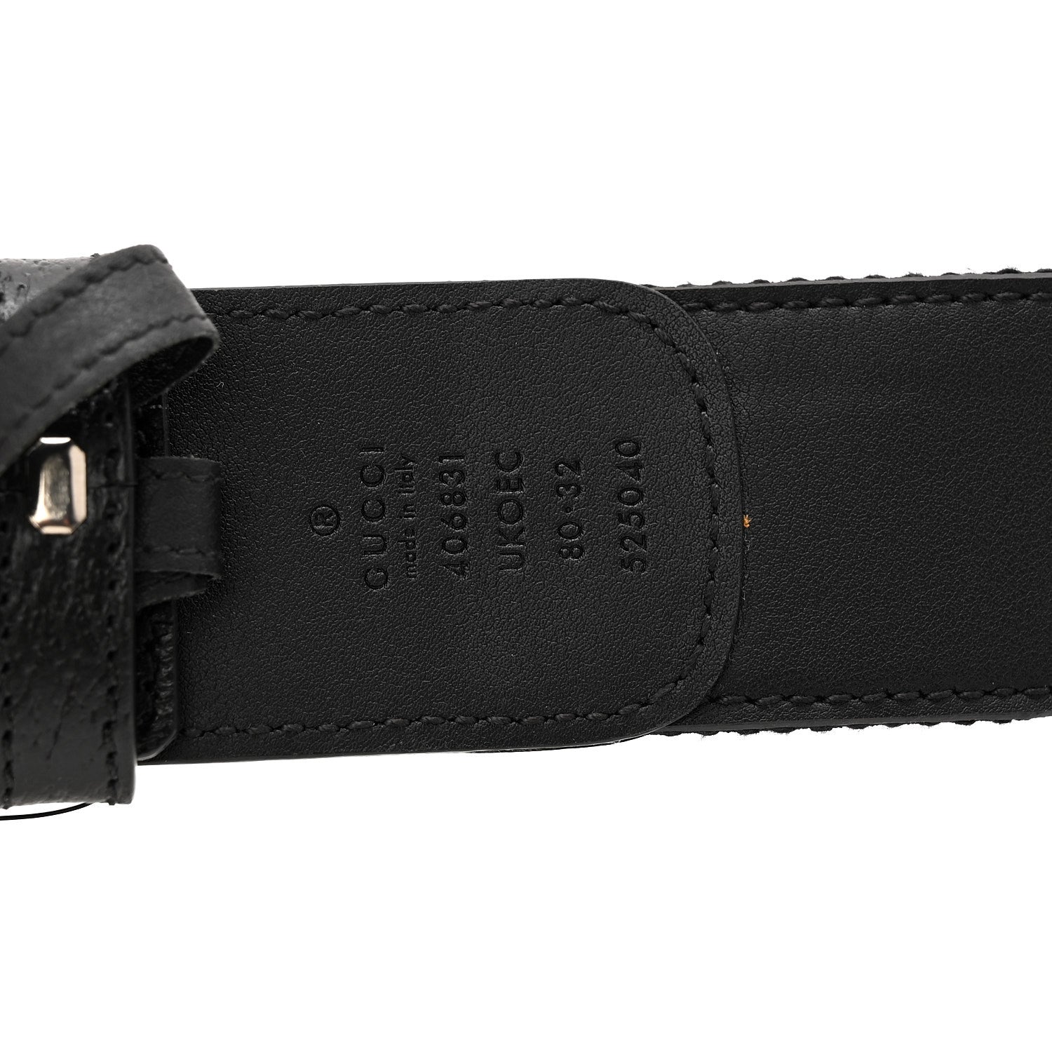Gucci Monogram Macro GG Dollar Pigprint Double G 40mm Belt 80 32 Black