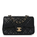 Chanel Lambskin Quilted Mini Rectangular Flap Black