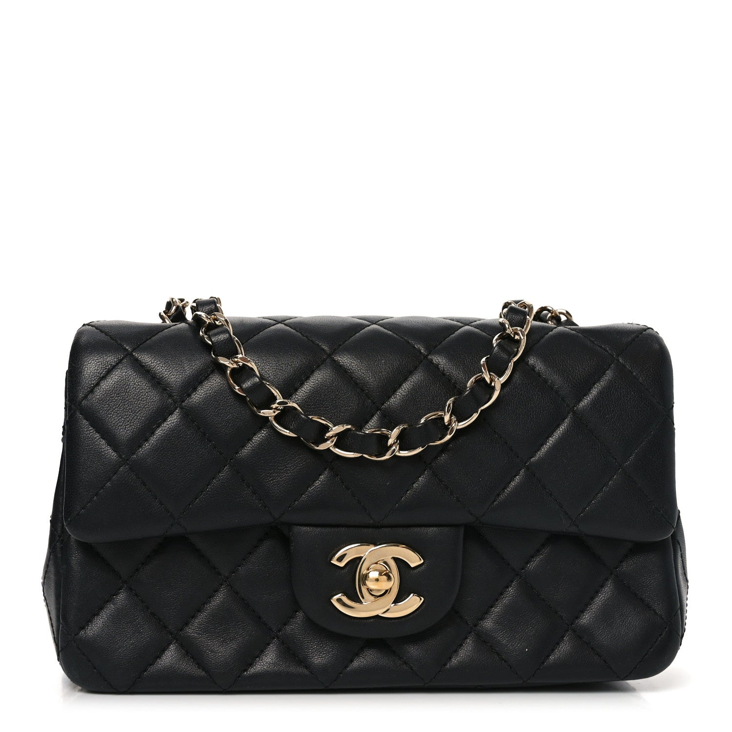 Chanel Lambskin Quilted Mini Rectangular Flap Black