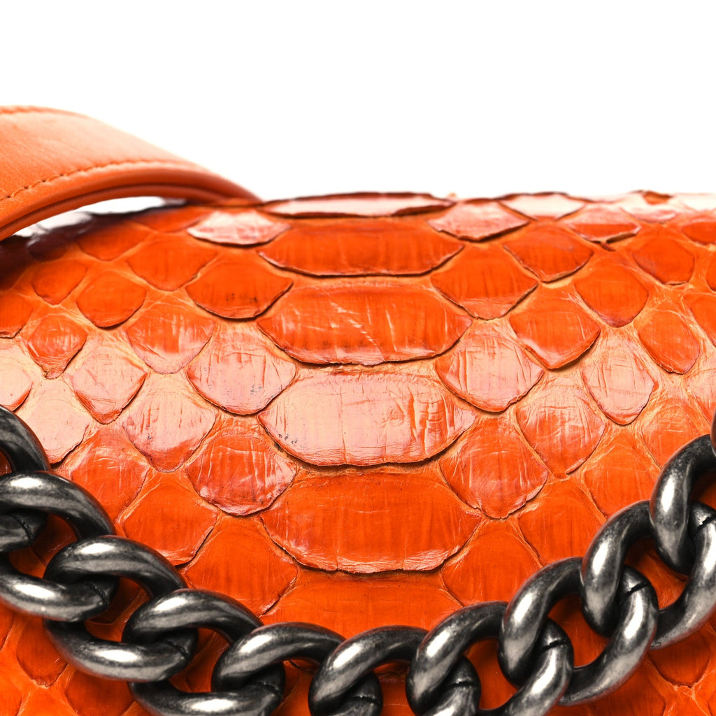 Chanel Snakeskin Small Boy Flap Orange
