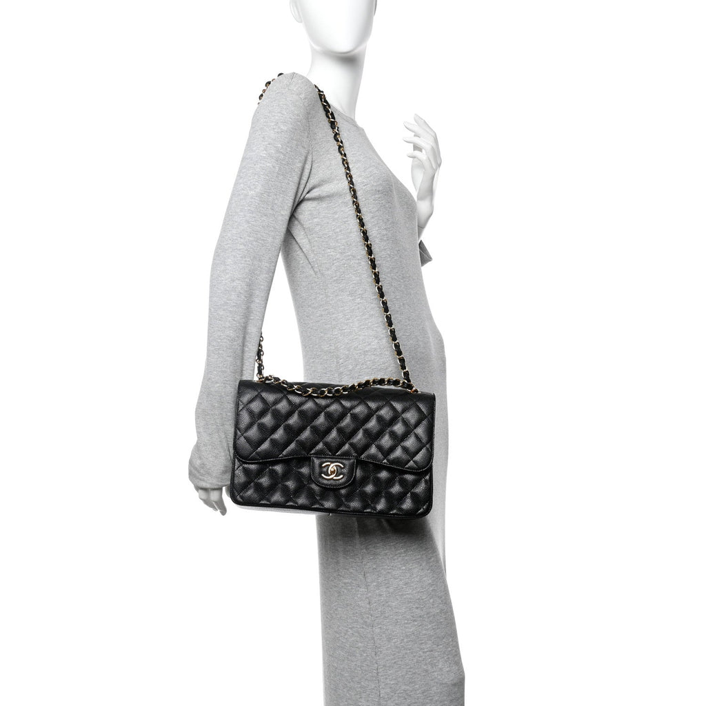Chanel Caviar Quilted Jumbo Double Flap Black
