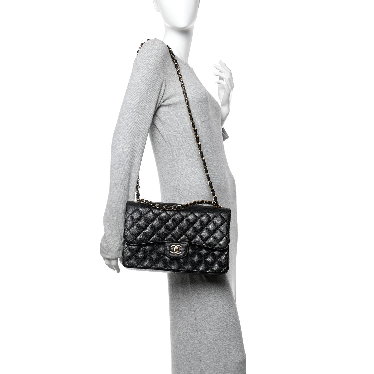Chanel Caviar Quilted Jumbo Double Flap Black
