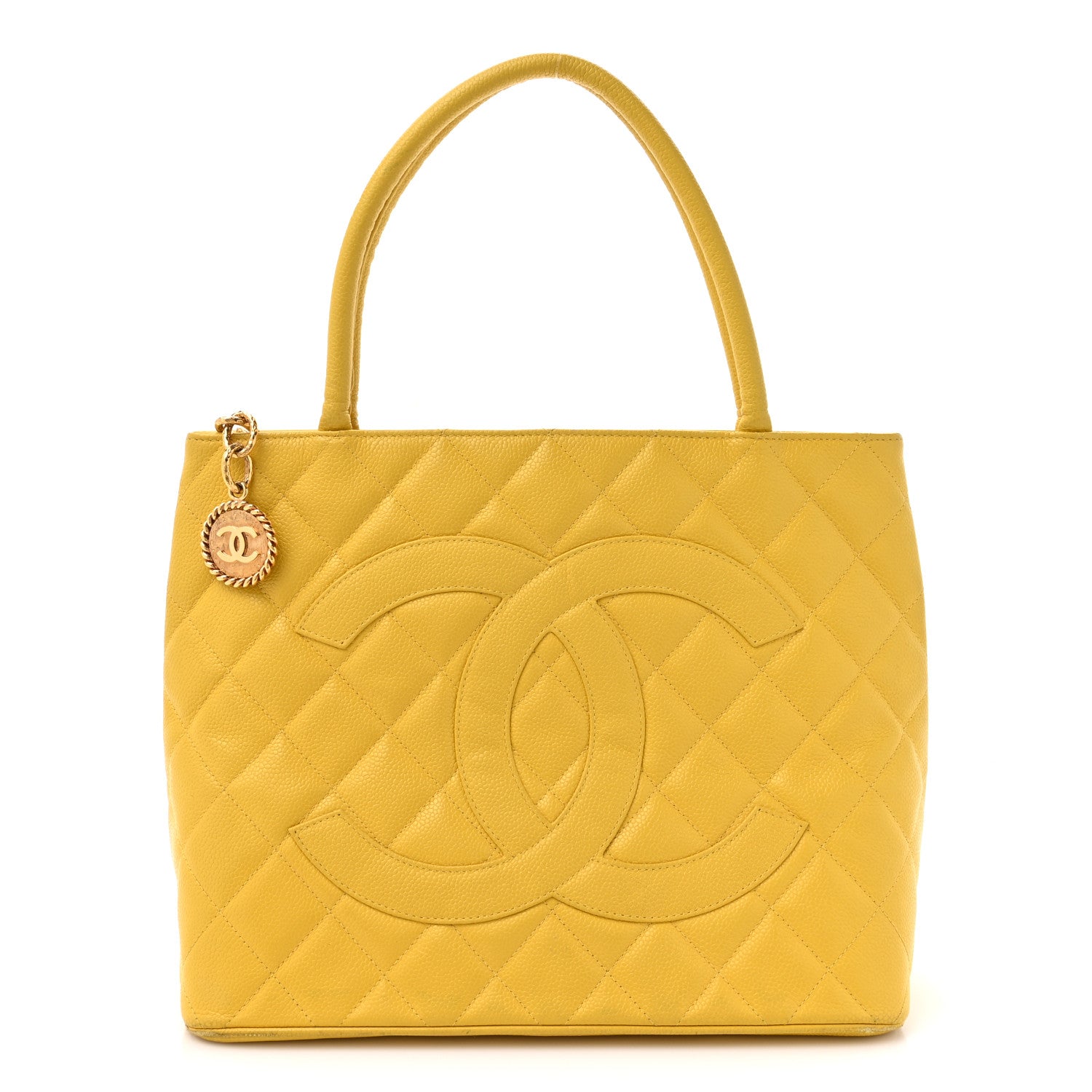 Chanel Caviar Quilted Medallion Tote Yellow