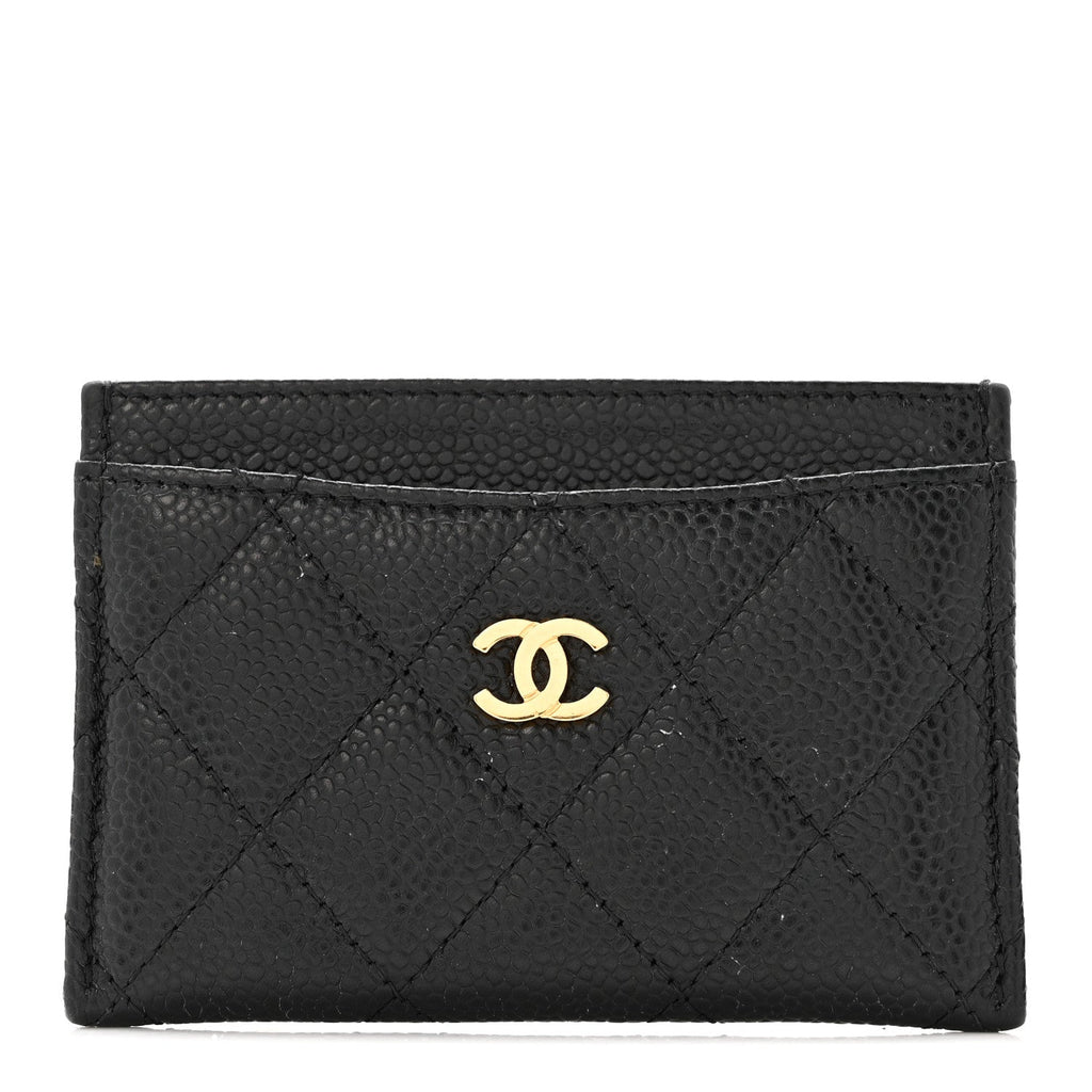 Caviar Quilted Card Holder Black