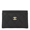 Caviar Quilted Card Holder Black