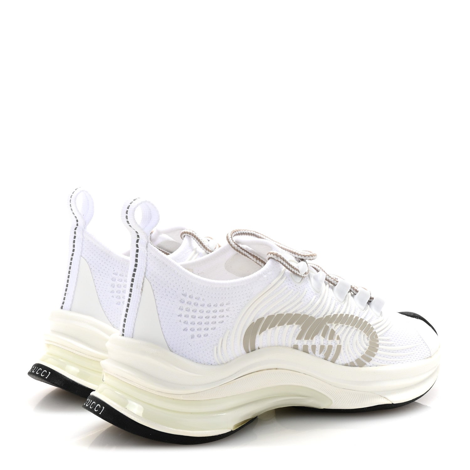 Gucci Technical Knit Fabric Waves Womens Gucci Run Sneakers 35.5 Great White Thunder