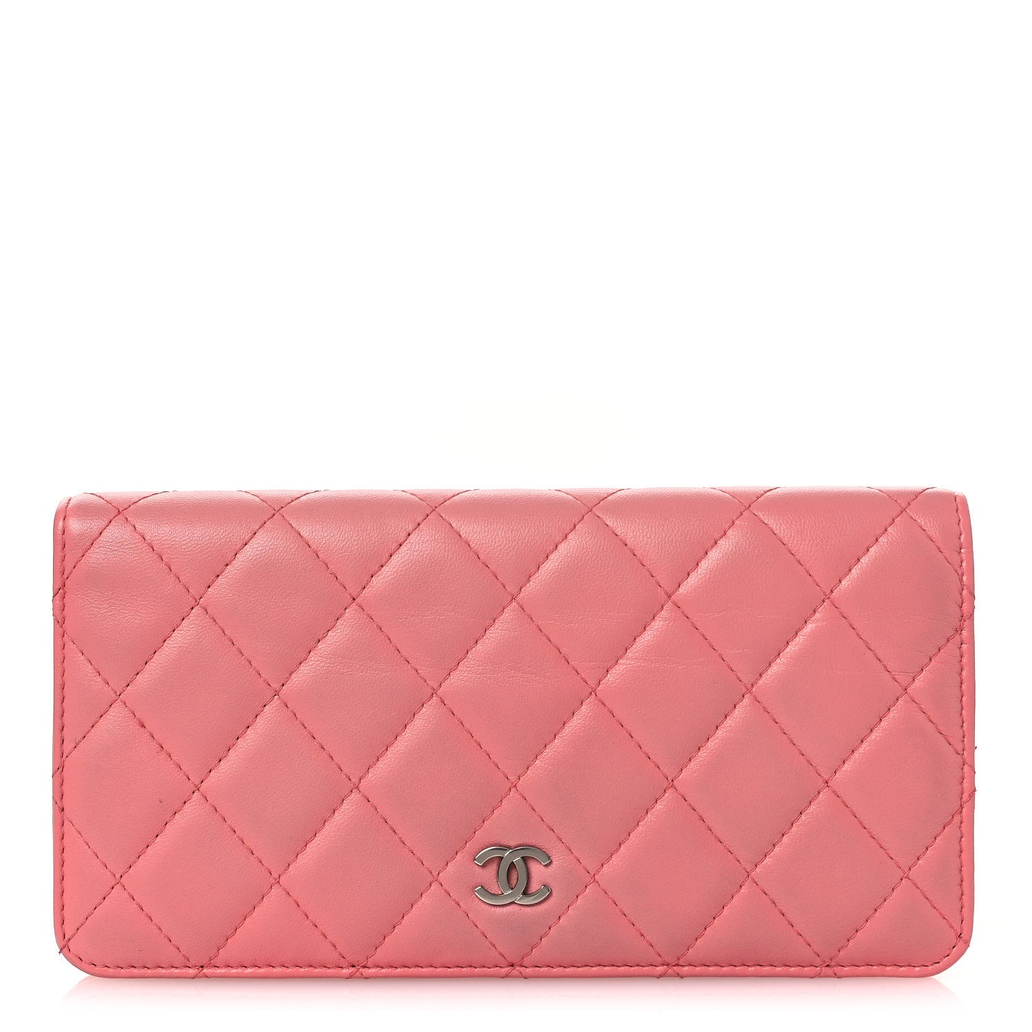 Lambskin Quilted Yen Wallet Pink