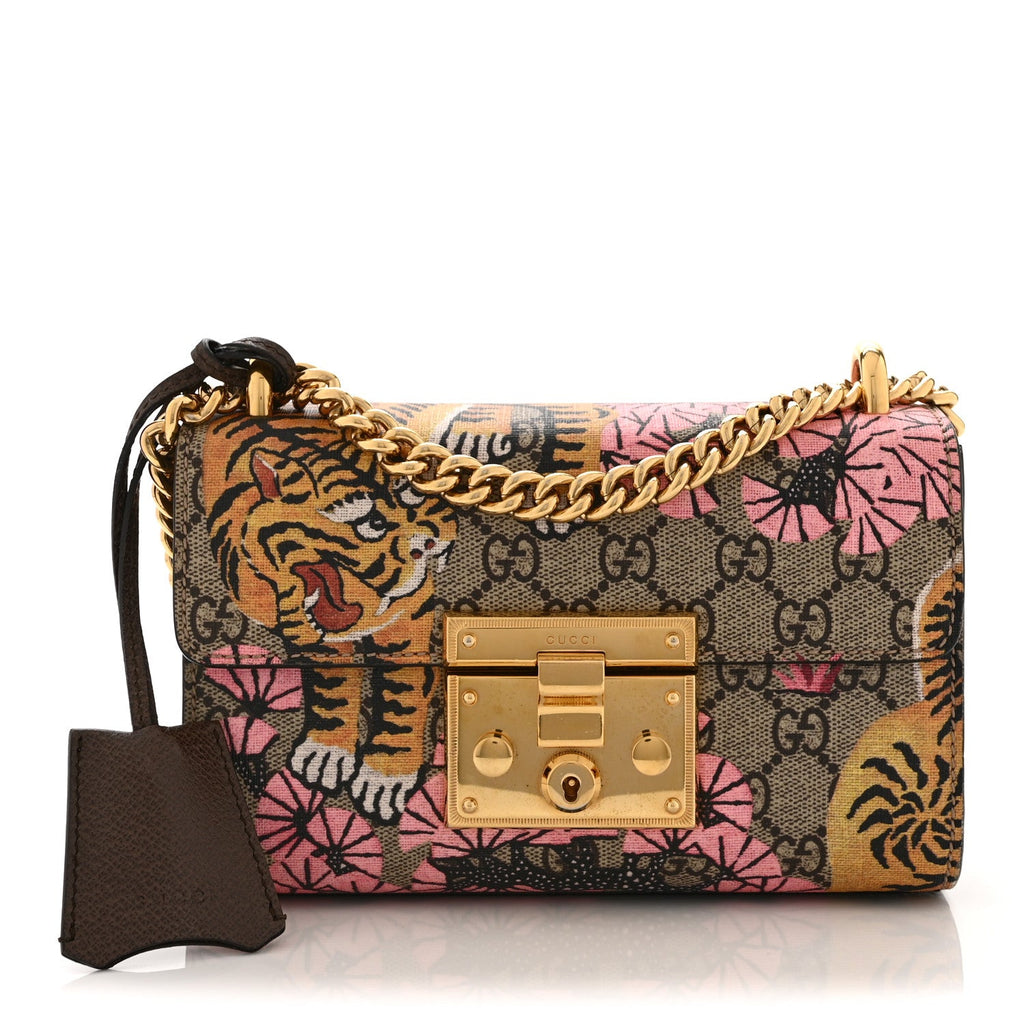 Gucci GG Supreme Monogram Bengal Small Padlock Shoulder Bag Beige Pink