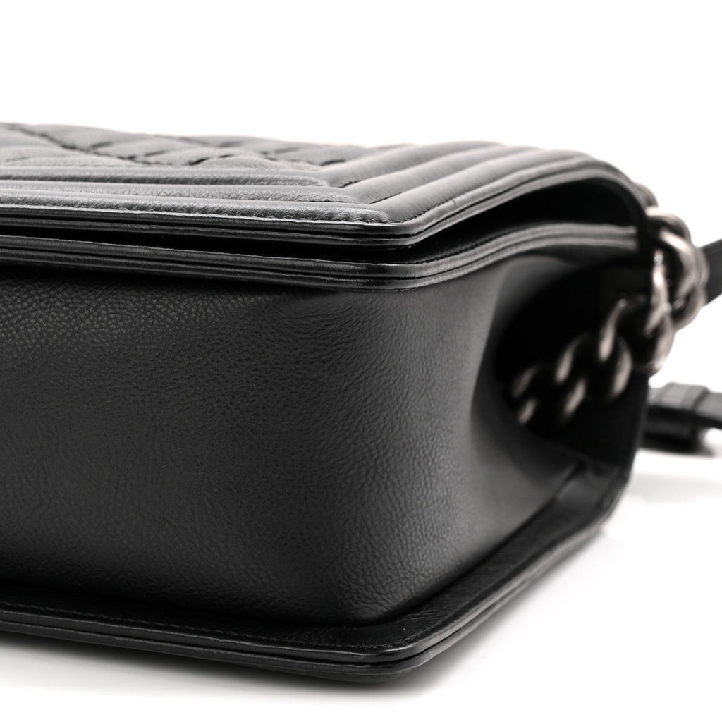 Chanel Calfskin Quilted Double Stitched New Medium Boy Flap Black