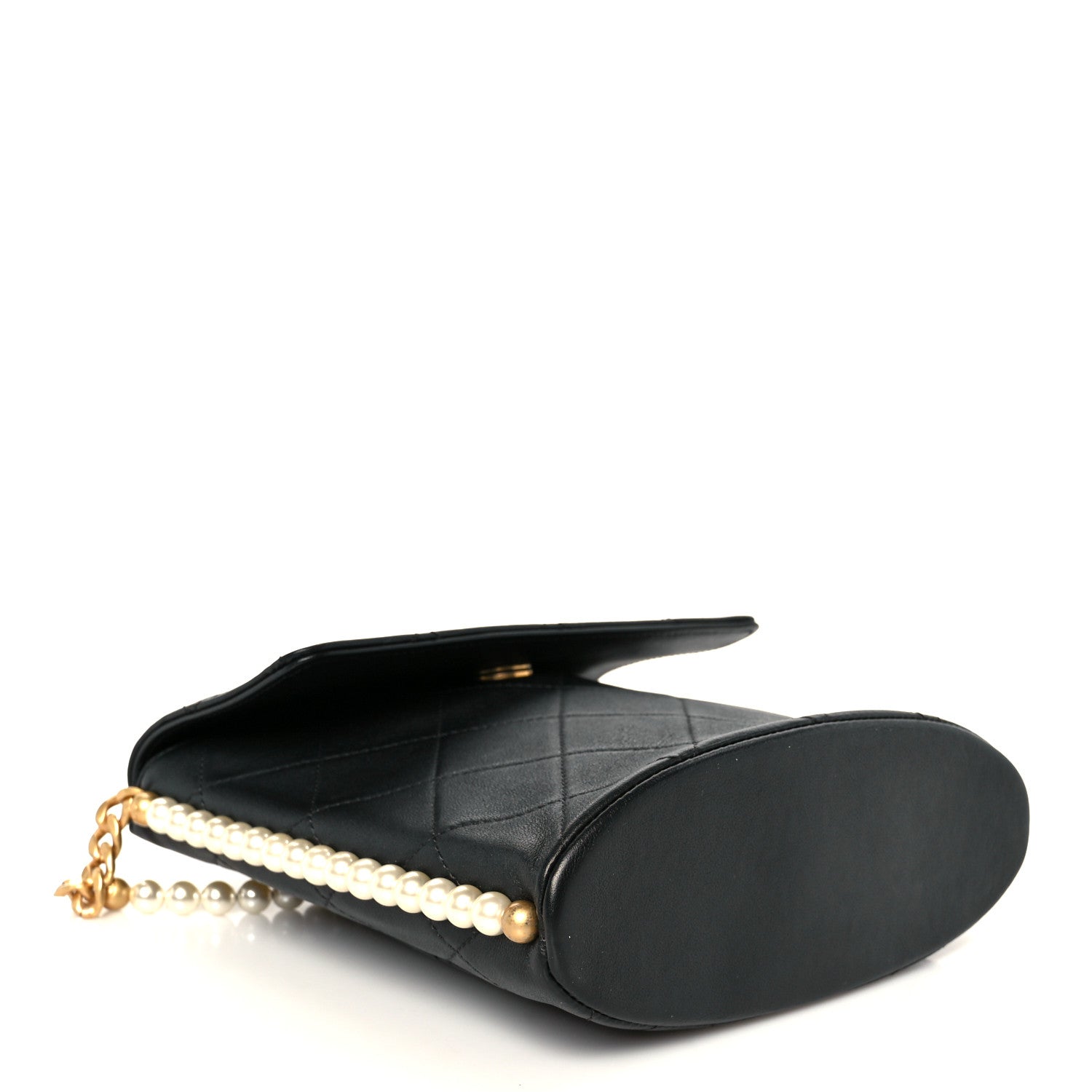 Chanel Calfskin Quilted Pearl Small About Pearls Hobo Bag Black
